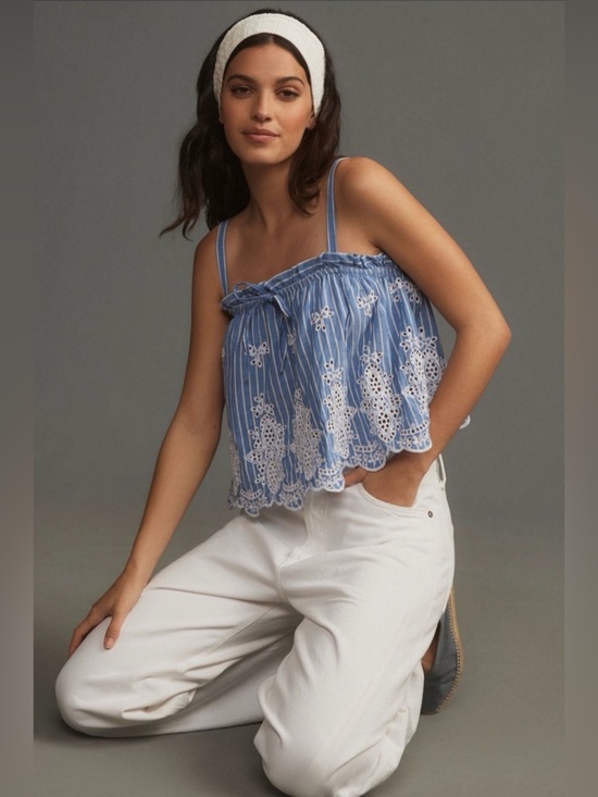 Anthropologie Tops - Maeve by Anthropologie Eyelet-Border Tank